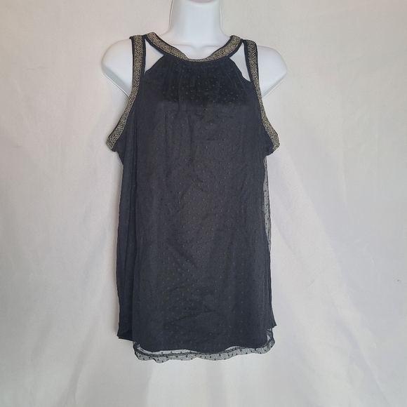NWT Maurices Black Sleeveless Sheer Overlay Cutout Top Women's Size Medium - Picture 1 of 13